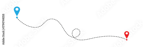 Route location icon isolated on white background. Road location icon. Location map path distance icon. Location vector for web and design. Eps 10