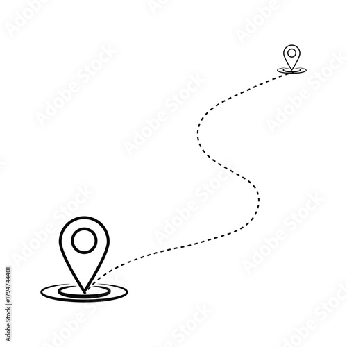 Route location icon isolated on white background. Road location icon. Location map path distance icon. Location vector for web and design. EPS 10