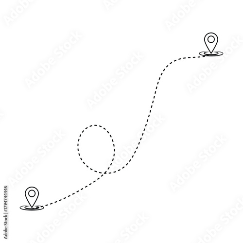 Route location icon isolated on white background. Road location icon. Location map path distance icon. Location vector for web and design. EPS 10