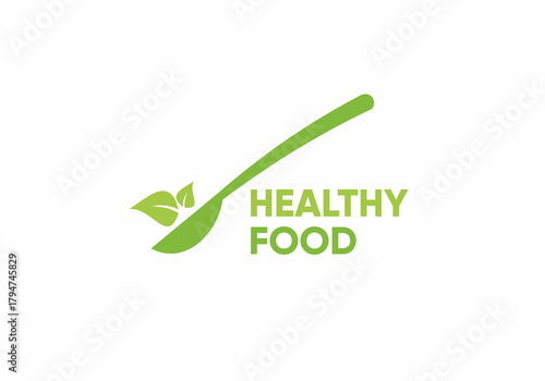 green spoon illustration icon healthy food template logo vector