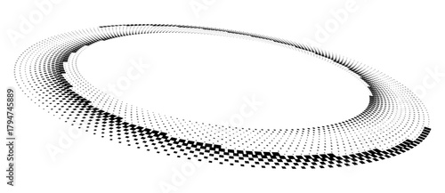 Abstract background with squares in circle. Art design spiral perspective view. A black figure on a white background.