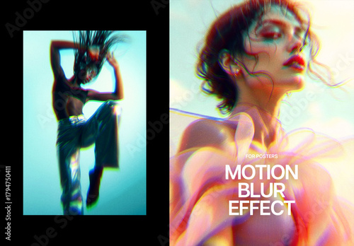 Motion Blur Poster Photo Effect Mockup