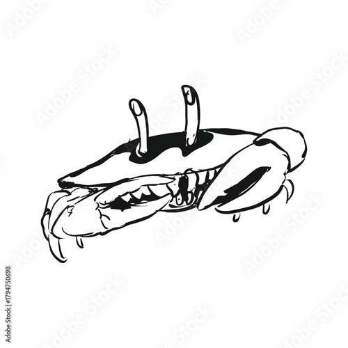 Spooky Vector Sticker of funny crab