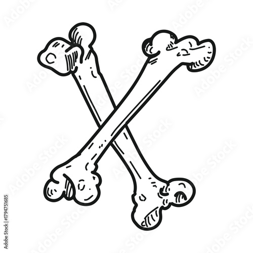 Spooky Vector Sticker of twin bone