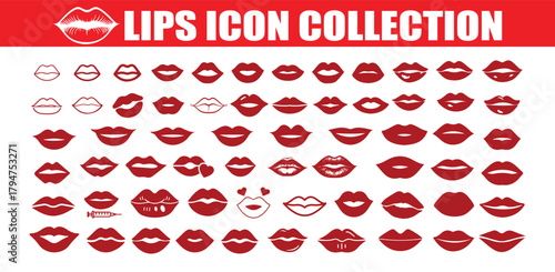 Red Lips Icon Collection Set – Various Kiss and Mouth Symbols