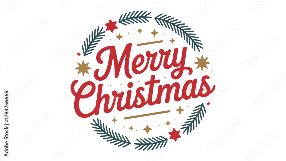 Fototapeta premium Holiday Cheer Typography: Festive seasonal typography evokes the warmth of the Yuletide season, encapsulated in a wreath of greenery.