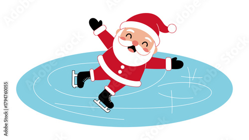 Santa's Festive Skate: Jolly Santa Claus, donning his iconic red suit and hat, glides joyfully on the ice. Perfect for adding a touch of holiday spirit!