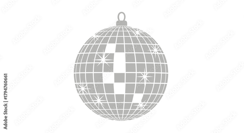 Obraz premium Reflective disco ball illustration, with sparkling accents and geometric patterns for dance nights
