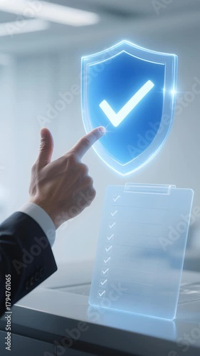 A security protection compliance checklist verification approval shield technology busines audit data privacy risk safety trust corporate workflow proces control policy monitoring management secure