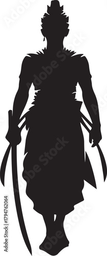 A striking silhouette of a Javanese warrior, embodying strength and cultural heritage in its detailed form.