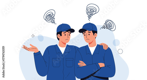 Two mechanics are discussing a difficult problem together