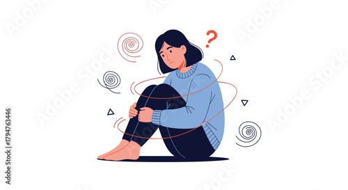 Young Person Contemplating Difficult Thoughts and Questions