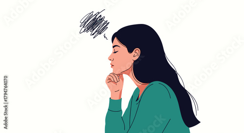 Woman lost in thought deep in contemplation about life's challenges