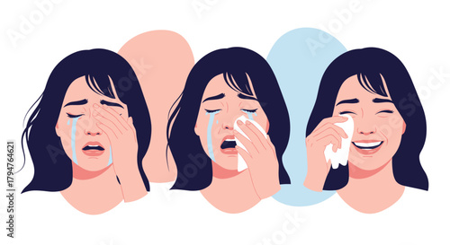Woman Crying Expressing Different Emotions Through Tears
