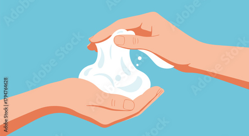 Foam Soap Dispensed Onto Hands for Washing