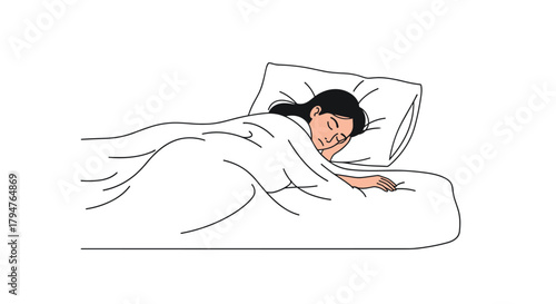 Young Person Sleeping Peacefully Under White Covers
