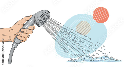 Handheld Shower Head Spraying Water Cleansing Hygiene Routine