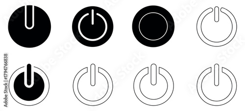 Power button icon, on/off symbol in flat and style