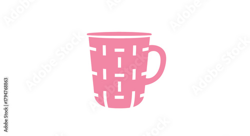 Stylized pink mug with woven texture offering a decorative and inviting drinkware option