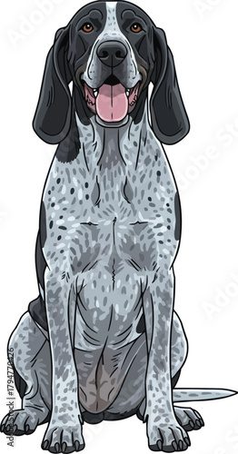 Grand Bleu de Gascogne dog sitting happy panting vector 