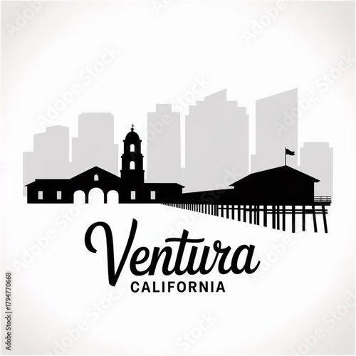 Photos ‎Ventura Skyline Silhouette — A Coastal City on California’s Pacific Shore Vecto