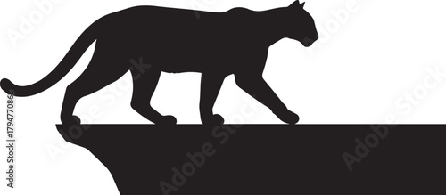 Majestic black panther silhouette prowling gracefully across an abstract surface