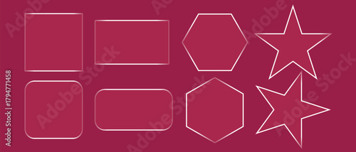 Geometric Shape Comparison with Rounded Variants on Maroon Background