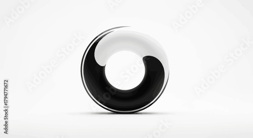 Abstract Circular Design with Balanced Black and White Elements on Light Background