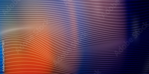 Abstract blurred background of orange spots stripes on a dark blue background.