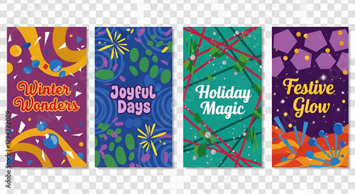 Download winter holiday festive season greeting card vector templates