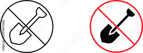 No digging  icon vector graphic illustration  with white background flat hand made icon fill icon .