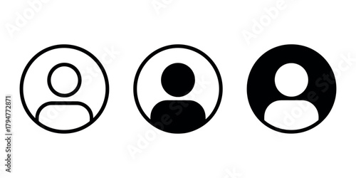 User icon, person profile flat vector illustration