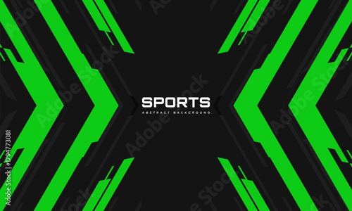 Modern futuristic abstract sports background with green and gray arrows and angles. Vector illustration