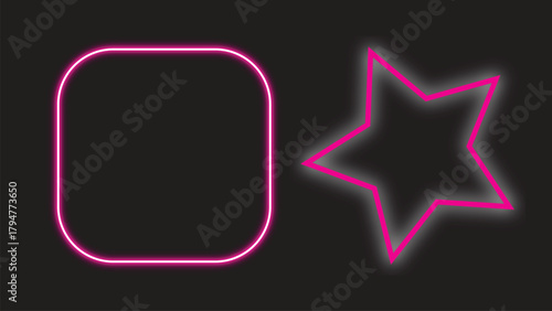 Neon shapes glowing pink star square
