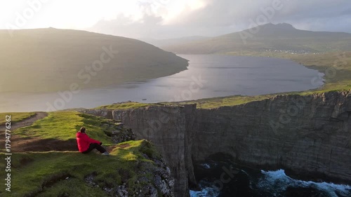 View from Traelanipa Trail Cliff, Faroe Islands