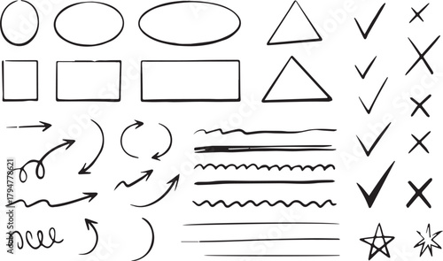 Hand Drawn Shapes and Symbols Set | Doodle Elements for Infographics, Graphic Design, and Web Development