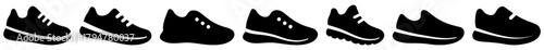 Sport sneaker shoe silhouette icons set for running and casual footwear. Sneaker shoe silhouette icon set. Sports shoe vector silhouette collection. shoes, sneakers, footwear, vector, icon