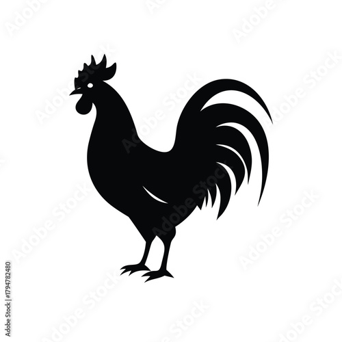 Black Rooster Silhouette Icon