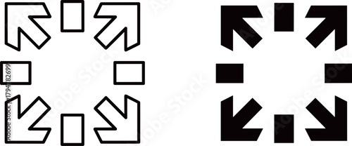 Expand icon in outline and solid style for web design