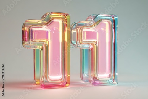 Colorful Transparent Number Eleven with Soft Gradient Effect