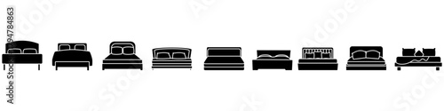 Bed icon vector set. Bedroom illustration sign collection. Sleep symbol or logo.
