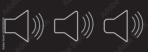 Speaker icon set. Volume icon vector. Loudspeaker icon vector. Sound symbol. Sign for mobile concept and web design. Speaker icon with radiating sound waves illustration.