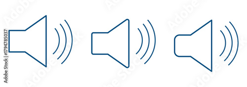 Speaker icon set. Volume icon vector. Loudspeaker icon vector. Sound symbol. Sign for mobile concept and web design. Speaker icon with radiating sound waves illustration.