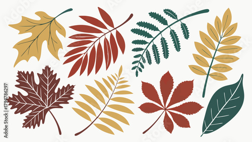 Vibrant Autumn Leaves Collection Vector Illustration Fall Foliage Design Elements for Seasonal Marketing Web Design and Print Media