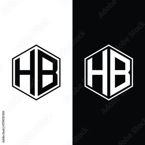 Letter HB Logo Hexagon Monogram Icon Stock Vector and Vector Art.