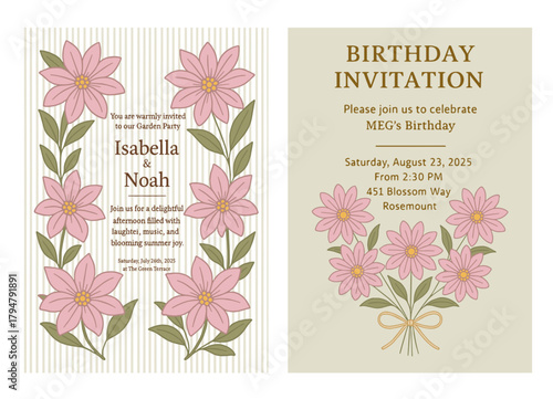 皇帝ダリアの花フレーム・ナチュラルデザイン、Imperial Dahlia Floral Frame Design