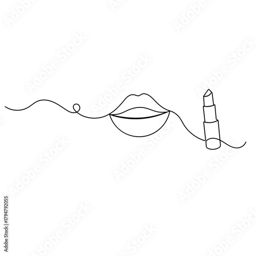 One line minimalist lips kiss vector illustration