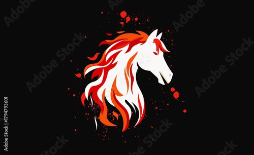 Abstract horse head multicolored paints colored drawing vector illustration