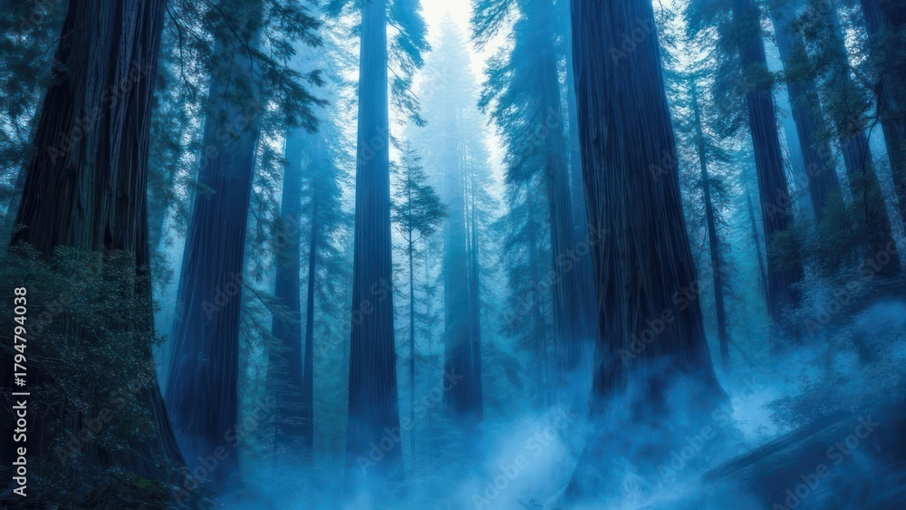 Fototapeta premium Misty redwood forest