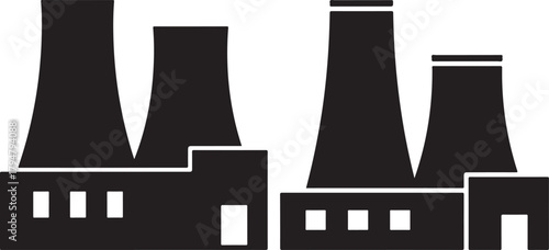 Industrial factory buildings silhouette